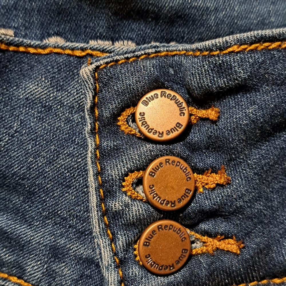 Blue Republic Capri Distressed Ripped Blue Denim - Picture 4 of 6